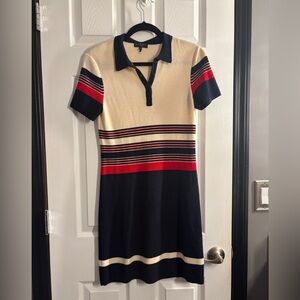 rag & bone Colorblock Polo Dress in Red, blue, and Cream